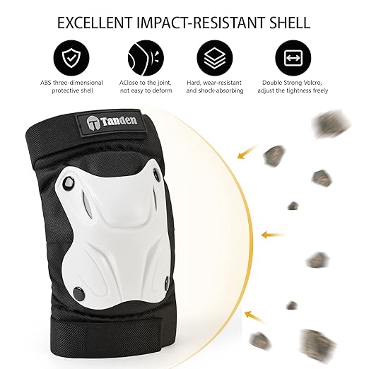 Skating Protective Gear Adult Youth Knee Pads and Elbow Pads Set, Skateboard Wrist Guards for Roller Skating Skateboarding Cycling White-StrideForce Fitness