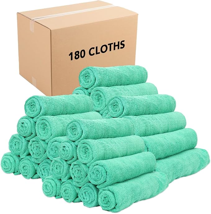 Arkwright Microfiber Gym Towel - Pack of 12 - Super Soft, Quick Dry Workout Sweat Towels, 300 GSM Lightweight & Absorbent for Sports, Working Out, Yoga, and Spa, 16 x 27 in, Green-StrideForce Fitness