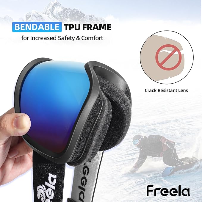 Freela Ski Goggles OTG Men Women, Over Glasses Snow Snowboard Sports Goggles for Adult Youth 100% UV400 Protection Anti Fog-StrideForce Fitness