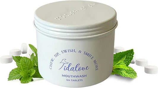 Mouthwash Tablets - Alcohol-Free, Eco-Friendly, Travel-Friendly, with Nano-HA & Green Tea for Fresh Breath and Enamel Protection - 124 Tablets (Tin)