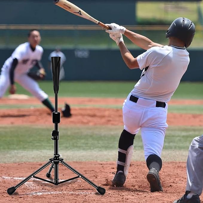 FDLS Baseball Batting tee for Adults and Youth Teens, Portable Tripod Stand Base Tee Easy Adjustable Height 27 to 46 inches for Hitting Training Practice, with Carrying Bag-StrideForce Fitness