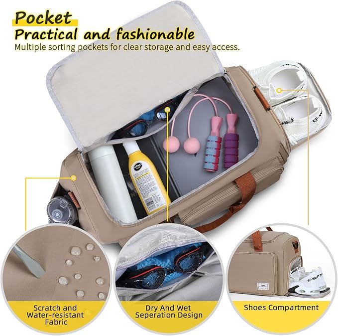 FIORETTO Women's Gym Duffle Bag with Shoes Compartment, 37L Capacity, Ideal for Travel, Gym, Sports, Duffel, Weekender-StrideForce Fitness