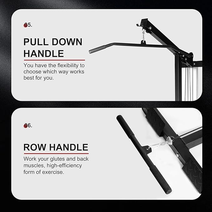 LAT All-in-one Machine with High and Low Pulley Station, LAT PullDown and LAT Row Cable Machine, LAT Tower with Adjustable Leg Support for Home Gym Total Body Training-StrideForce Fitness