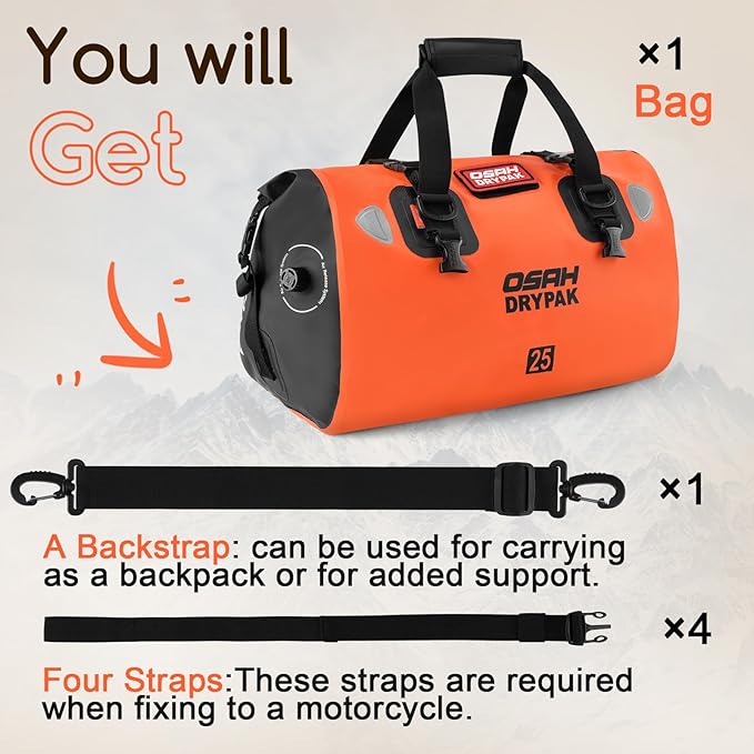 Waterproof Duffel Bag - Motorcycle Dry Bag Tail Bag with Large Storage Space, Waterproof Luggage Duffle Bags with Outer Mesh Zipper Pocket for Camping, Kayaking, Fishing & Traveling-StrideForce Fitness