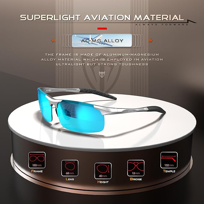 ATTCL Men's Sports Polarized Sunglasses Men for Driving running Fishing Golf - UV Protection Sun glasses Metal Frame-StrideForce Fitness