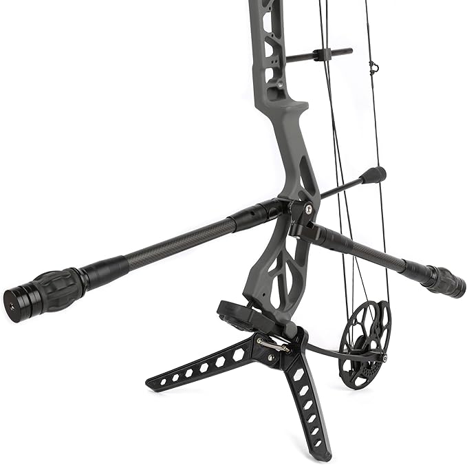 AMEYXGS Archery Bow Stabilizer for Compound Bow, 3K Carbon Fiber 6", 8", 10", 12" 15" Rods, Damping System, Weights Kit, Single Side V-Bar Mount,Quick Disconnect-StrideForce Fitness