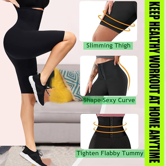 huiming Sauna Sweat Shorts for Women High Waisted stomach Waist Trainer Slimming Leggings Pants Body Shaper-StrideForce Fitness