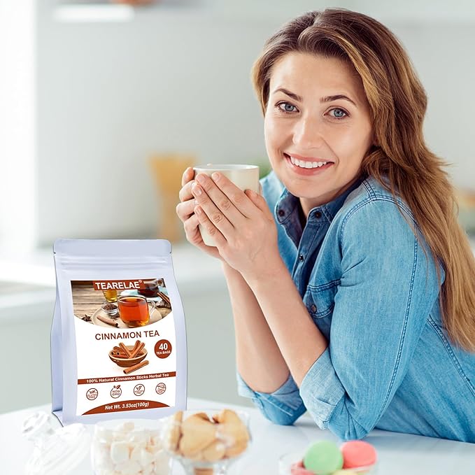 TEARELAE - Cinnamon Tea, 40 Count - Pure Cinnamon Sticks Tea Bags - Hot Cinnamon Spice Tea - Rich in Antioxidants - Non-GMO - Caffeine-Free-StrideForce Fitness