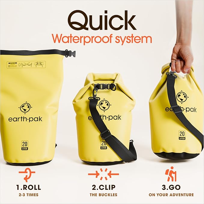 Earth Pak Waterproof Dry Bag - Roll Top Waterproof Backpack Sack Keeps Gear Dry for Kayak with Waterproof Phone Case-StrideForce Fitness