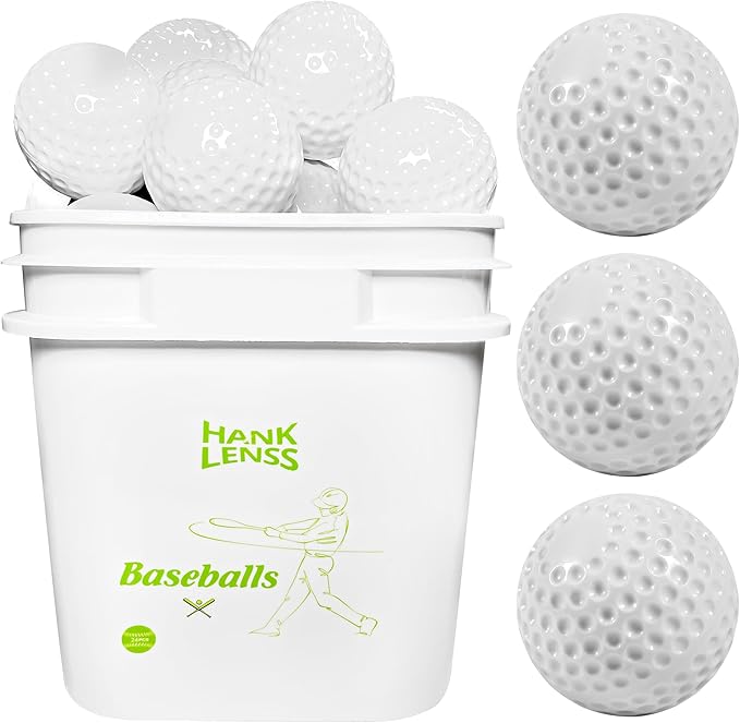 24 Pack Bucket of Dimpled Baseballs for Pitching Machine - Practice Balls for Hitting and Fielding, Rubber Baseballs for Hand-Eye Coordination-StrideForce Fitness