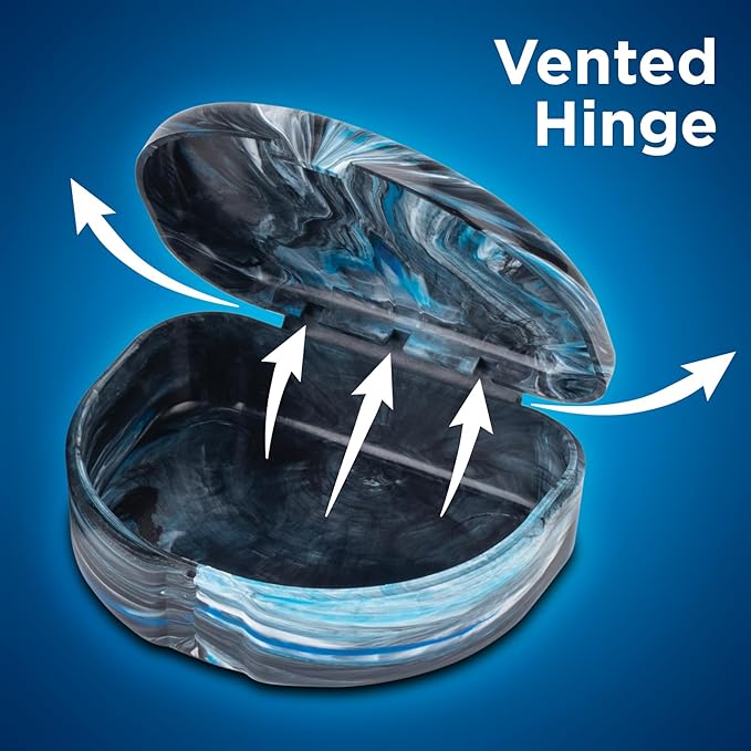Practicon Marble Retainer Cases, Orthodontic Aligner Case, Mouth Guard Holder (3 Pack) (Black & Blue)