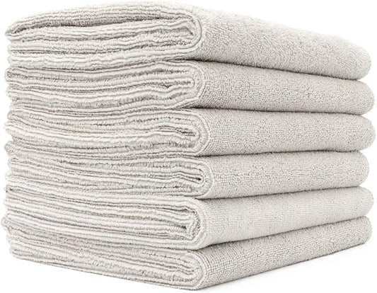 The Rag Company Microfiber Spa and Yoga Towel - Soft and Absorbent Towel for Gym, Spa, Exercise, Hotel, and Resort Use - Dries Fast - 16x27 inches, Ice Grey, 6-Pack-StrideForce Fitness