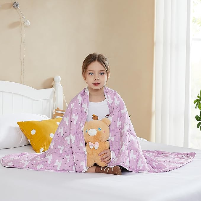 L'AGRATY Weighted Blanket - 40"x60" 7lbs Cooling Breathable Weighted Blanket Microfiber Material with Glass Beads-StrideForce Fitness