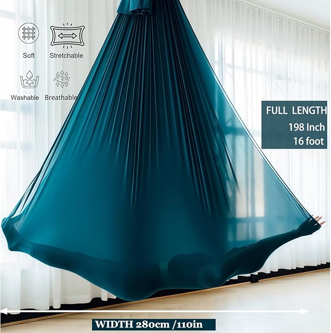 F.Life Aerial Silk Yoga Hammock & Swing for yoga Inversion,Strength training,starter hardware kit-StrideForce Fitness