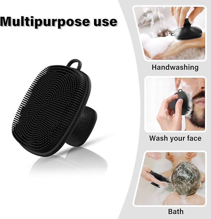 3 Pack Face Scrubber,Silicone Facial Cleansing Brush for Men & Women,Reusable Gentle Facial Waterproof Cleansing Skin Brush Exfoliating Scrubber for Sensitive Skin (Black+Pink+Gray)