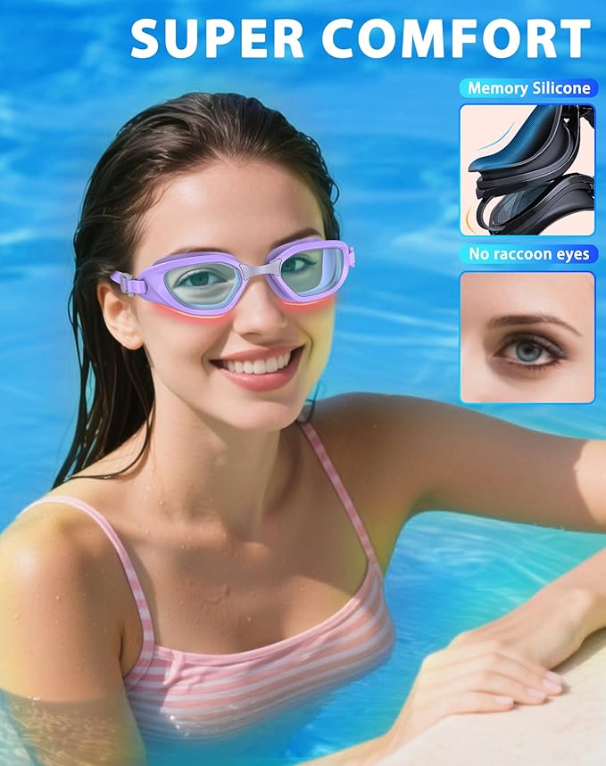 Swim Goggles, Unisex Adult Swimming Goggles Anti Fog Anti UV No Leakage Wide View for Men Women Youth-StrideForce Fitness
