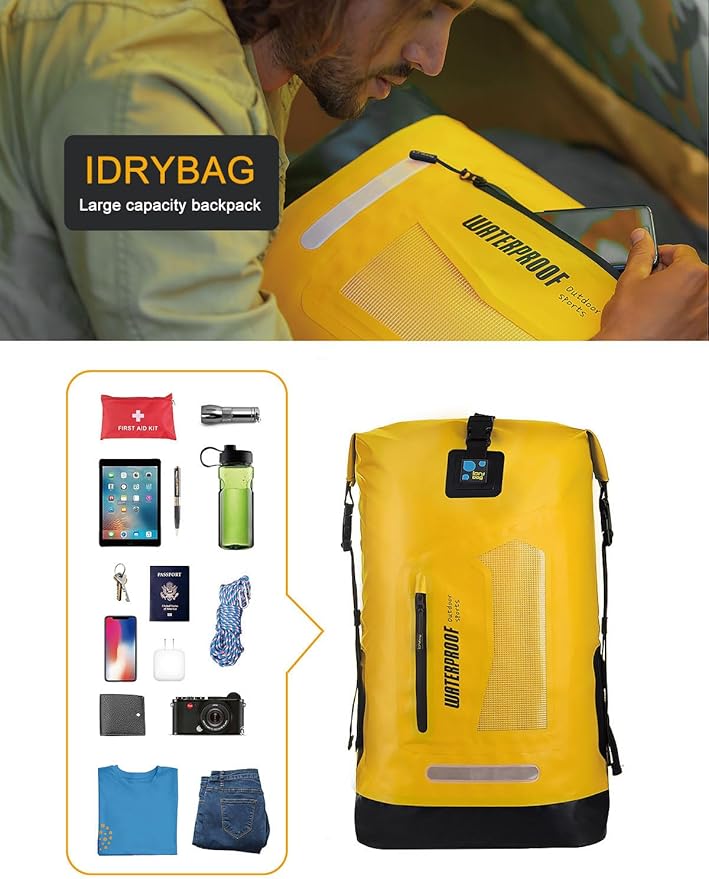 IDRYBAG Waterproof Backpack for Men 20L/30L/40L, Floating Dry Bag Kayak, Dry Backpack Hiking-StrideForce Fitness