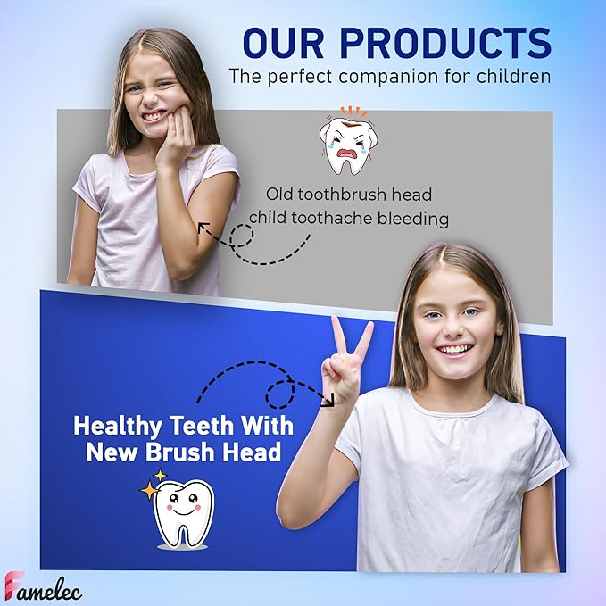 10Pcs for Burst Kids Replacement Heads, Perfect Fit for Burst Toothbrush Heads Kids, Ultra Soft Bristles for Deep Clean, Perfect for Toothbrush Heads (Pink and Blue)