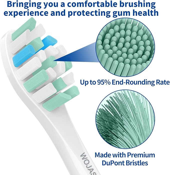 Replacement Brush Heads Compatible with Philips SoniCare Electric Toothbrushes, Dupont Bristles for Effective Cleaning, Snap-on System, 8 Pack, White