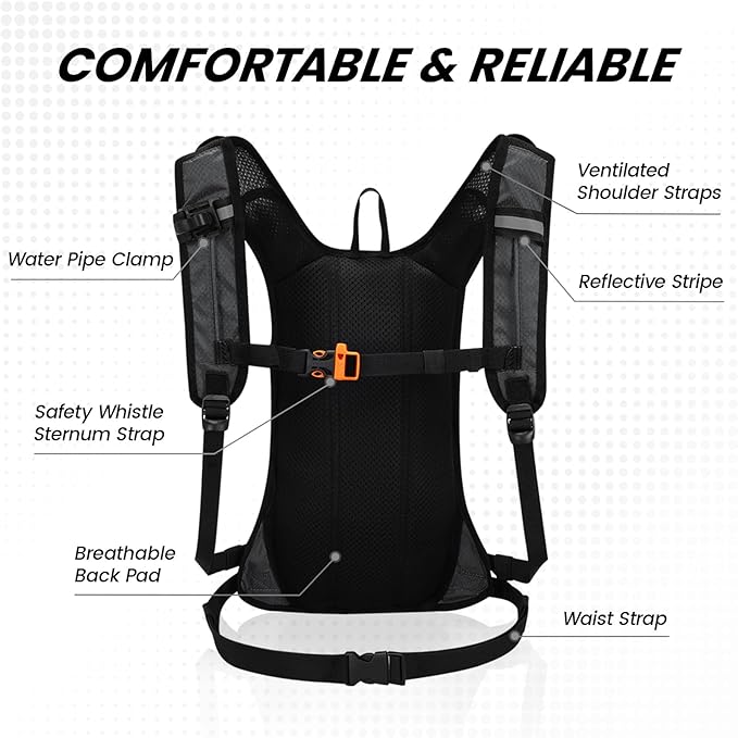 Nepest Hydration Pack Backpack for Women & Men, Lightweight Water Backpack with 2L Water Bladder for Hiking Cycling Running Biking-StrideForce Fitness