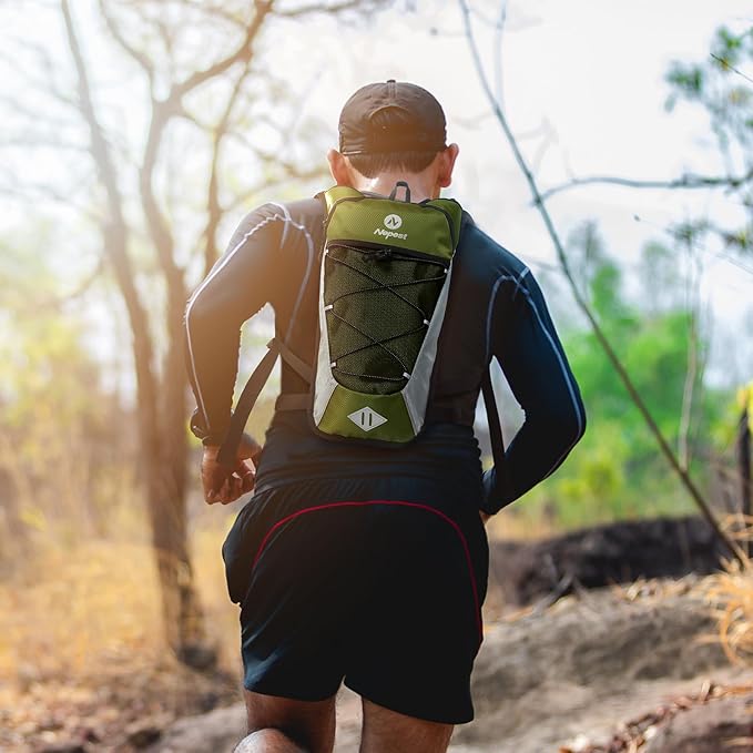 Nepest Hydration Backpack with 2L Water Bladder for Cycling, Water Backpack for Hiking Running, Lightweight Hydration Pack, Grey-StrideForce Fitness