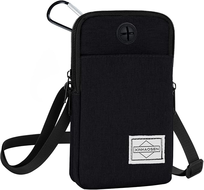 Cell Phone Purse Waist Pack Bag Travel Crossbody Bag Wristband Sport Armband Wallet with Removable Shoulder Strap (Black)-StrideForce Fitness