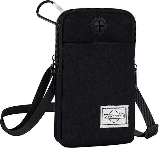 Cell Phone Purse Waist Pack Bag Travel Crossbody Bag Wristband Sport Armband Wallet with Removable Shoulder Strap (Black)-StrideForce Fitness