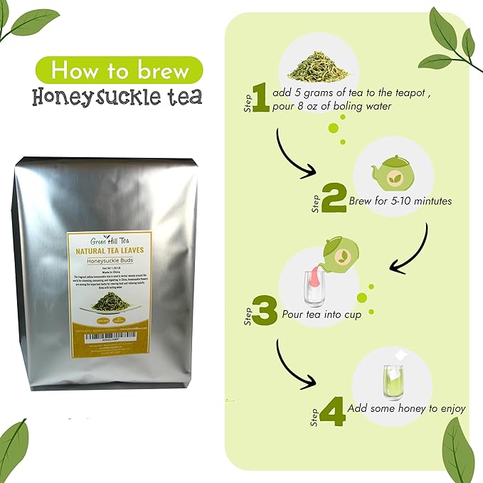 Greenhilltea traditional health herbs, Honey suckle dried herbal tea honeysuckle 16 OZ-StrideForce Fitness