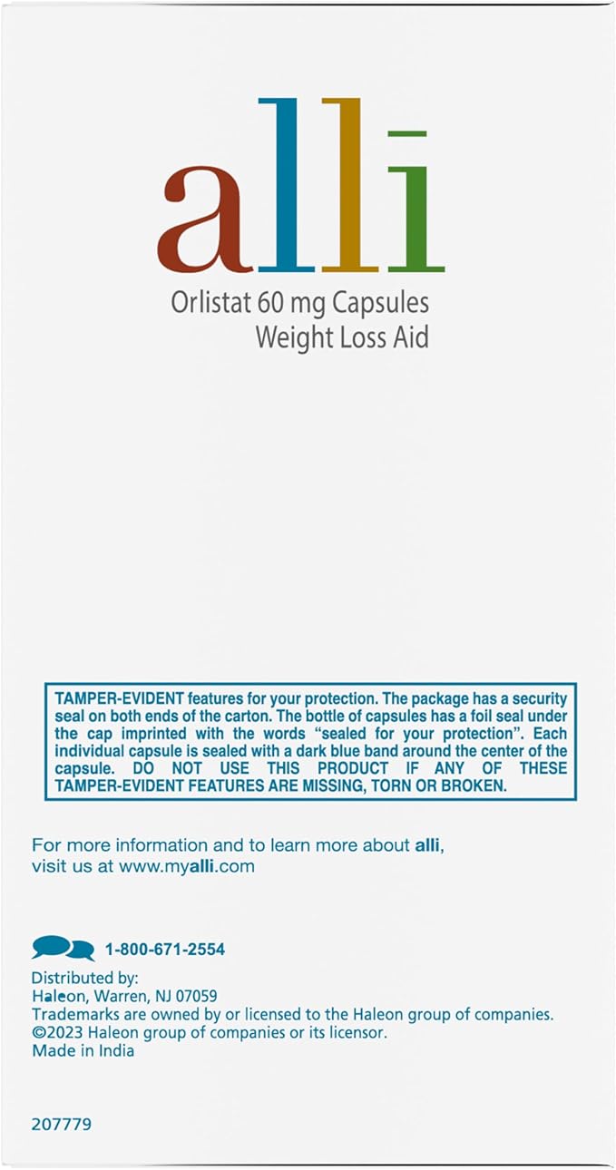 alli Diet Weight Loss Supplement Pills, Orlistat 60mg Capsules Starter Pack, Non prescription weight loss aid, 60 count(Pack of 1)-StrideForce Fitness