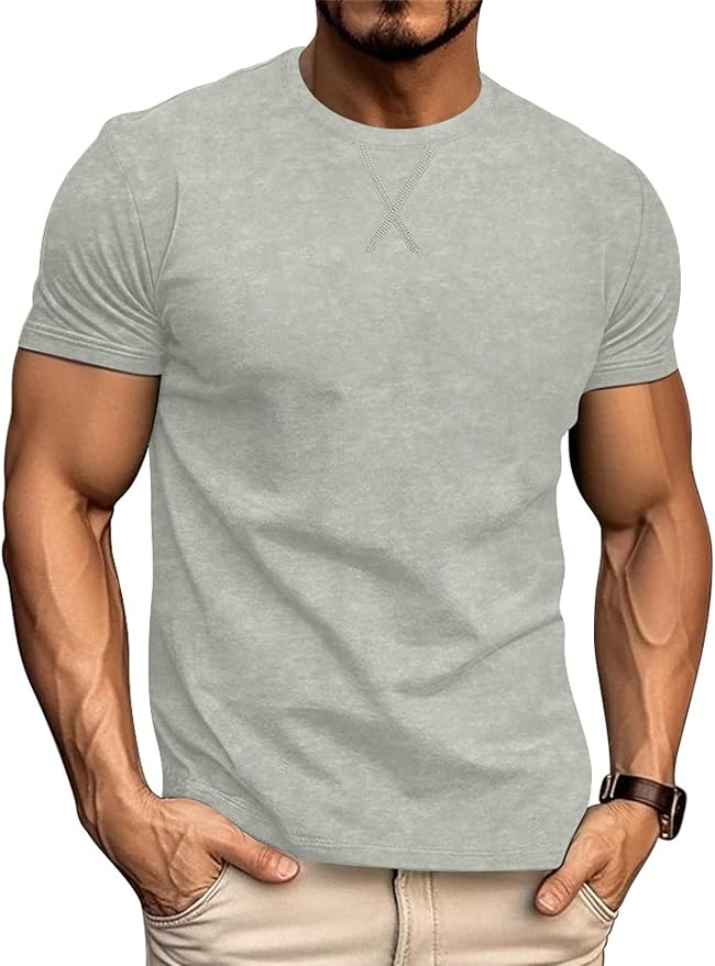 LOGEEYAR Men's Athletic Washed T-Shirts Basic Crew Neck Tees Tops Causal Distressed Cotton T Shirts for Men-StrideForce Fitness