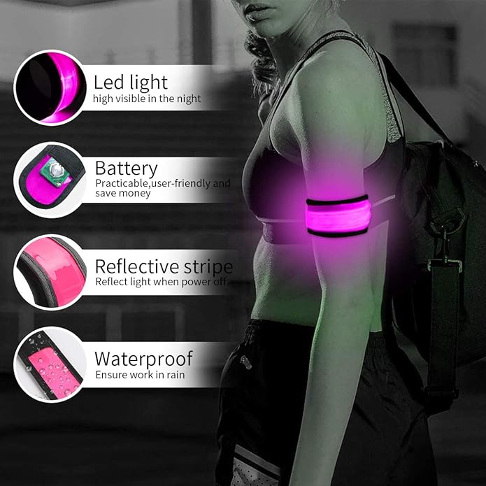 LOBKIN Safety Bracelets, LED Slap Armband Kids Walking at Night Safe LED Light Wrist Light Reflective Belt, Magic Band Running Lights for Runners-StrideForce Fitness