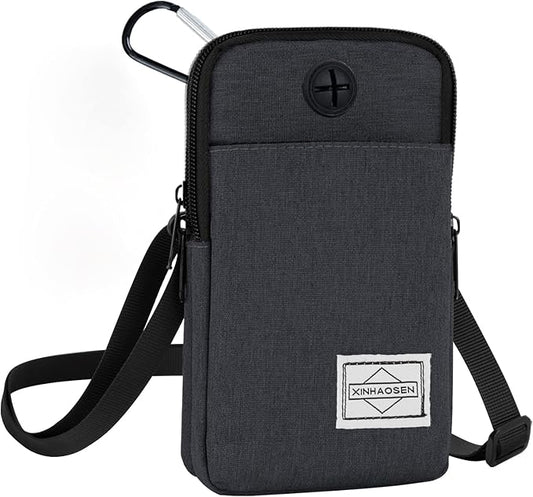 Cell Phone Purse Waist Pack Bag Travel Crossbody Bag Wristband Sport Armband Wallet with Removable Shoulder Strap (Dark Grey)-StrideForce Fitness