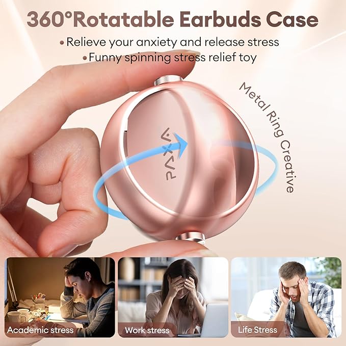 2 in 1 Clip on Open Ear Headphones Wireless Earbuds, 0 Delay Bluetooth 6.0, Ultra-long 140H Play, Auto L-R Recognition Touch Control, Hybrid Noise Reduction for Work Fitness Daily Use,Ctbuds Rose Gold-StrideForce Fitness