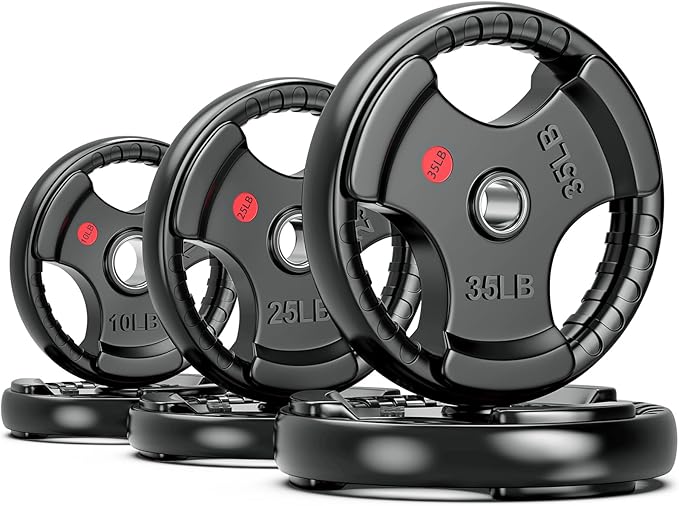 XDDIAS Rubber Weight Plates for Barbell, 2-Inch Olympic Grip Plate for Strength Training, Weightlifting and Bodybuilding in Home & Gym, Solid Cast Iron Weight Plates Pair and Sets-StrideForce Fitness