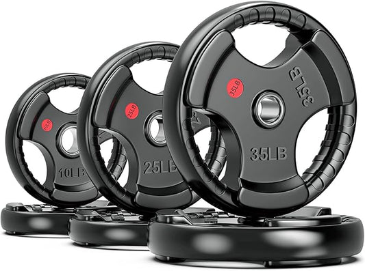 XDDIAS Rubber Weight Plates for Barbell, 2-Inch Olympic Grip Plate for Strength Training, Weightlifting and Bodybuilding in Home & Gym, Solid Cast Iron Weight Plates Pair and Sets-StrideForce Fitness