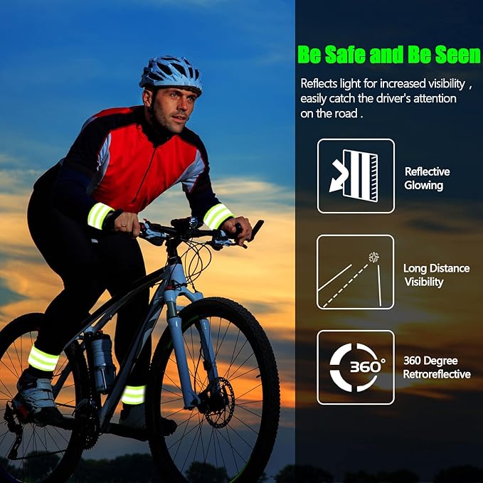 Saintrygo 6 Pcs Reflective Sash for Walking at Night Reflective Strap Arm Band High Visibility Belt Safety Ankle Strap for Visibility Vest Clothing Running Gear-StrideForce Fitness