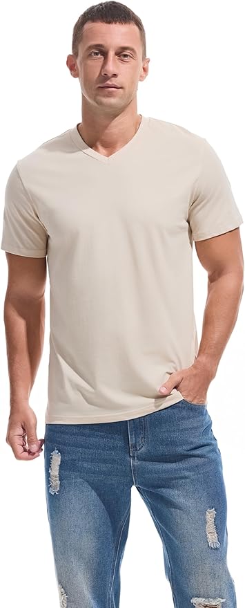 VEIISAR Premium V Neck T Shirts for Men - Modern Fitted Tees Vneck Undershirts-StrideForce Fitness