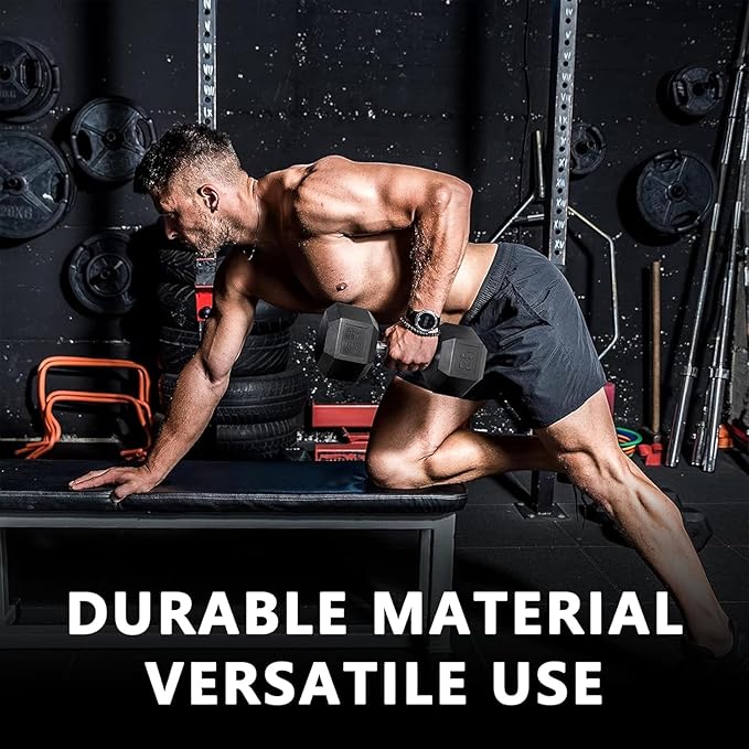 Yufer 6-10 Pair Iron and Rubber Coated Dumbbell Set 350/450 and 550 lbs 5-50 lbs Hand Free Weight for Strength Hex Rubber Weights with Vertical Storage Rack Fitness Home Gym Equipment-StrideForce Fitness