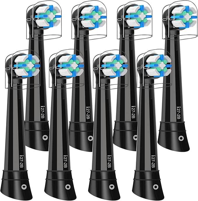 8 Pack Replacement Heads Compatible with Oral B IO 2/3/4/5/6/7/8/9/10/Deep Clean Series Electric Toothbrush, Brush Heads Refill Compatible with Oral B IO for Teeth and Gums Care (Black)