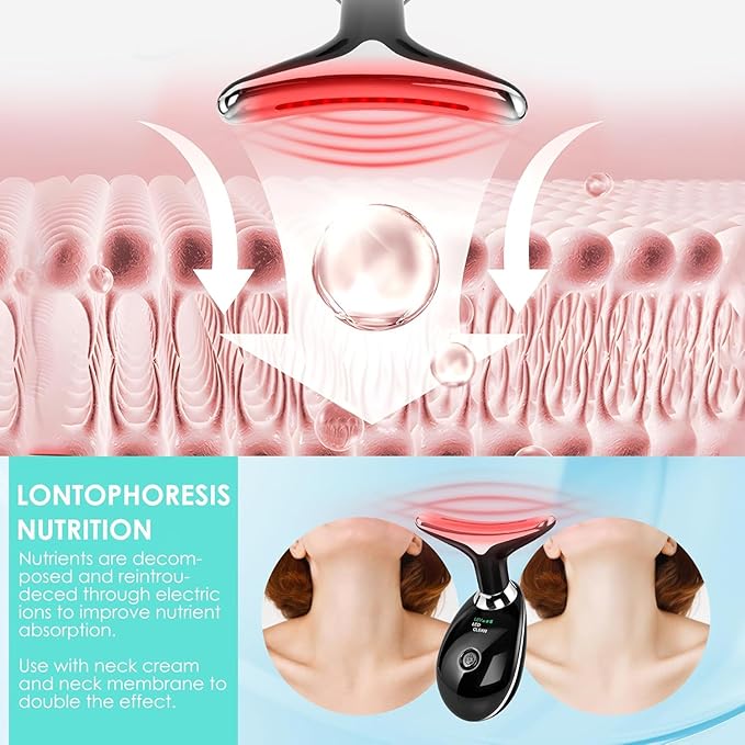 Facial Massager Red-Light-Therapy-for-Face and Neck, Face 𝖲 culpting Wand with 7 Color (Bright Black)-StrideForce Fitness