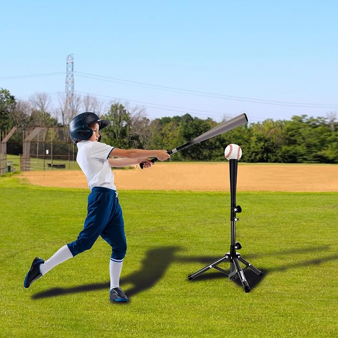 Baseball Softball Tee for Kids Toddles 3-10 Years Batting Hitting Tee T Ball Set Stand for Baseball Trainer Easy Adjustable Height 20.5''-29.5''Portable w/Carry Bag for Indoor Outdoor-StrideForce Fitness