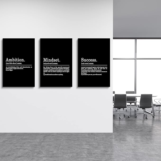 Inspirational Canvas Painting Wall Art -EPHANY ART, Motivational Wall Art Success Framed Entrepreneur Poster Positive Quotes Wall Poster for Home Office Workplace (M-3pcs,16x24inchx3pcs)-StrideForce Fitness
