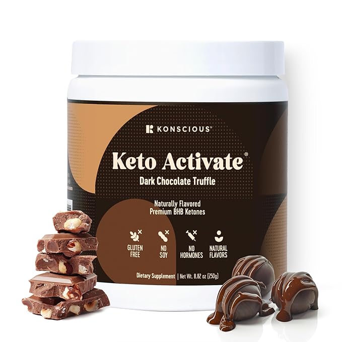 Dark Chocolate Truffle Exogenous Ketones Drink: Pure Keto Shake Powder with Chocolate Ketones | Jumpstart Ketosis & Boost Energy with Natural Ketones Supplements by Konscious Keto-StrideForce Fitness