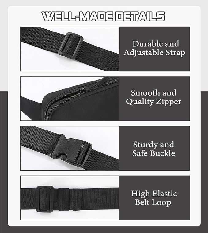 MoKo Fanny Packs for Women Men, Fashion Running Waist Packs, Crossbody Mini Bag Fanny Pack Belt Bag with Adjustable Strap for Running Outdoors Workout Travel Hiking Cycling-StrideForce Fitness