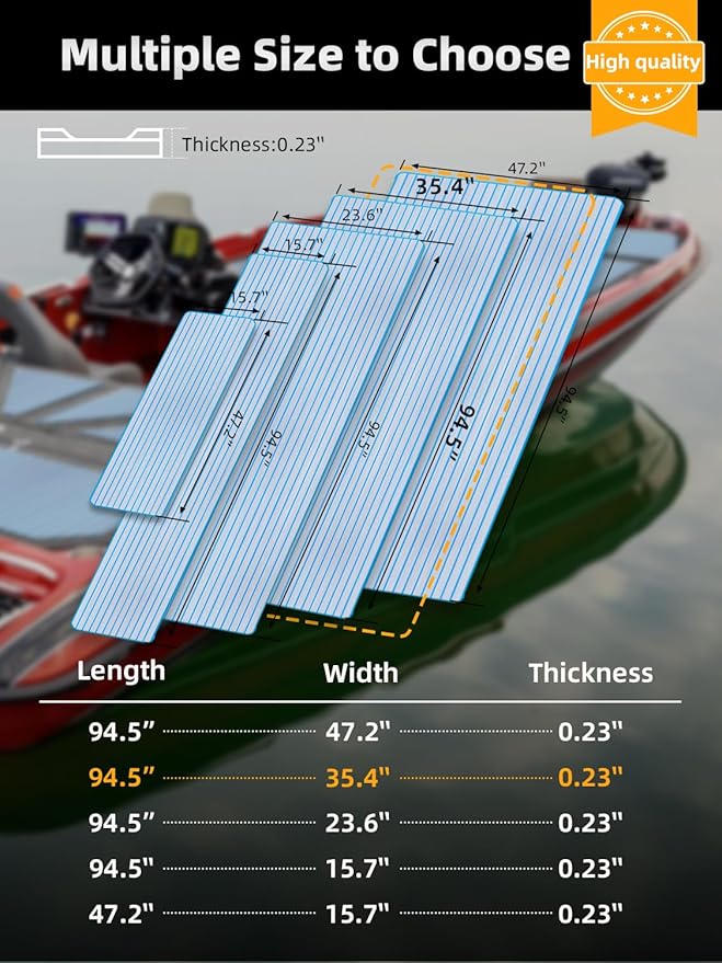 FOCEAN Boat Flooring EVA Foam Boat Decking Faux Teak Marine Flooring Boat Mat Boat Carpet Sheet for Motorboat RV Yacht Kayak Surfboard, 94.5"x 47.2"/35.4"/23.6"/15.7"-StrideForce Fitness