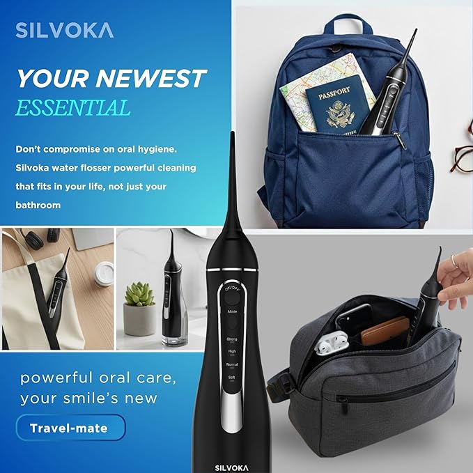 Water Flosser for Teeth, Cordless Oral Irrigator, Portable Dental Flosser with 300ML Tank, 4 Cleaning Modes, IPX7 Waterproof, Rechargeable Water Floss Pick for Braces, Gum Care & Travel
