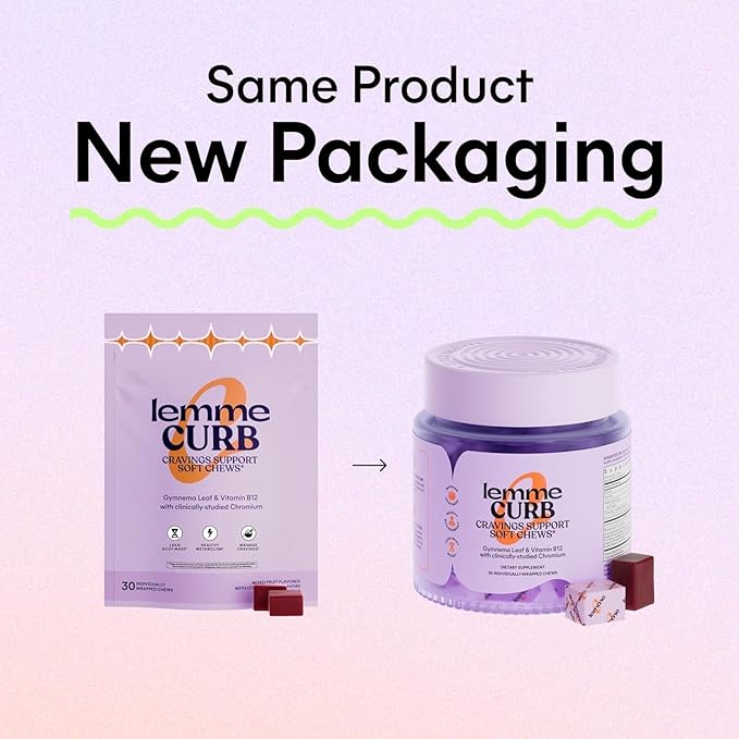 Lemme Curb Cravings Soft Chews - Manage Appetite, Support Metabolism & Lean Body w/Clinically Studied Chromium, Gymnema & B12 for Healthy Weight Management, Mixed Berry-StrideForce Fitness