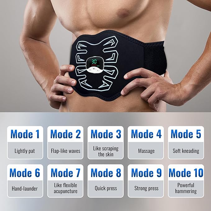 Abs Stimulator, EMS Muscle Stimulator for Gym Home Office, Abdominal Toning Belt Electric Ab Stimulator for Men Women-StrideForce Fitness