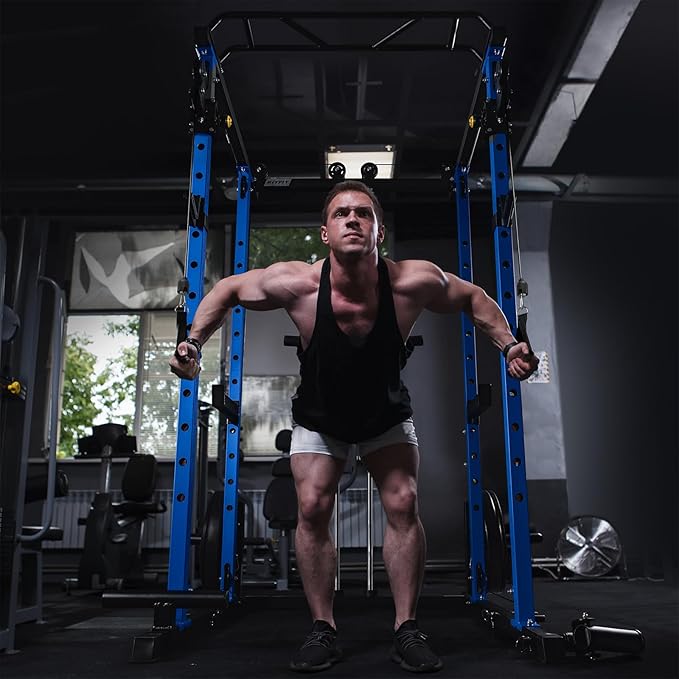 RitFit Multi-Function Squat Rack Power Cage PPC03 with Cable Crossover System, 1000LBS Capacity Power Rack and Packages with Optional Weight Bench, Barbell Weight Set, for Garage Workout & Home Gym-StrideForce Fitness