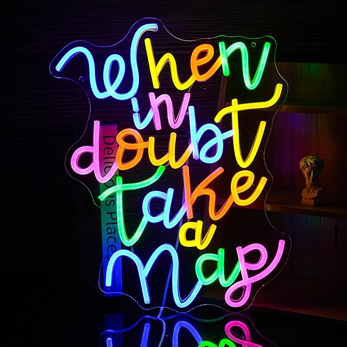 Dimmable When In Doubt Take A Nap Neon Sign USB Powered Colourful Neon Light for Wall Decor Funny Letters Led Light Up Sign for Study Room Office Bedroom Home Classroom Neon Decor-StrideForce Fitness